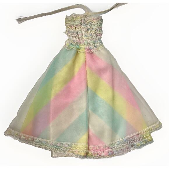 Vintage 1980 Barbie Doll Clothes Happy Birthday Rainbow Dress #1922 Mattel - Picture 3 of 4